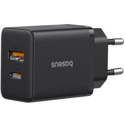 Incarcator retea Baseus Cube, Quick Charge 20W, 1 x USB Type-C Output 5V/3A, 1 x USB, negru