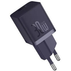 Incarcator retea Baseus GaN5 Pro, Quick Charge 30W, 1 x USB Type-C, include Cablu USB Type-C la USB Type-C 100W 1m, mov