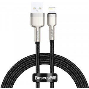 Cablu alimentare si date Baseus Cafule Metal, Fast Charging Data Cable pt. smartphone, USB la Lightning Iphone 2.4A, braided, 1m, negru