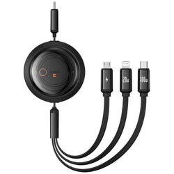 Cablu alimentare si date Baseus Free2Draw, Fast Charging Data Cable,retractabil universal,USB Type-C la USB Type-C,micro USB si Lightning  100W,1.1m,negru