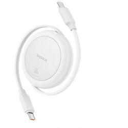 Cablu alimentare si date Baseus Free2Pull Mini, Fast Charging Data Cable pt. smartphone, retractabil, USB Type-C la USB Type-C 60W, 1m, alb