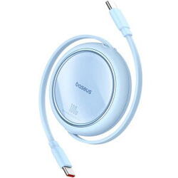 Cablu alimentare si date Baseus Free2Draw Mini, Fast Charging Data Cable pt. smartphone, retractabil, USB Type-C la USB Type-C 100W, 1m, albastru