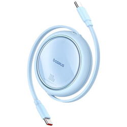 Cablu alimentare si date Baseus Free2Draw Mini, Fast Charging Data Cable pt. smartphone, retractabil, USB Type-C la USB Type-C 100W, 1m, albastru