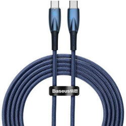 Cablu alimentare si date Baseus Glimmer, Fast Charging Data Cable pt. smartphone, USB Type-C la USB Type-C 100W, 1m, albastru