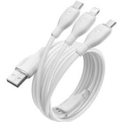 Cablu alimentare si date Baseus Ultra-Fast One-for-three Retractable, pt smartphone,USB  la Micro-USB+Lightning+USB Type-C 3.5A, 1.3m, alb