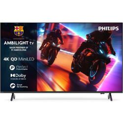 Televizor Philips AMBILIGHT tv QD-MiniLED 55MLED920, 139 cm, Smart TV, 4K Ultra HD, 100 Hz, Clasa F (Model 2025)