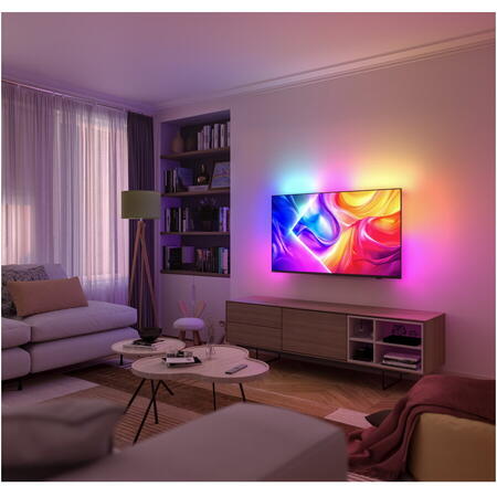 Televizor Philips AMBILIGHT tv QLED 50PUS9010, 126 cm, Smart TV, 4K Ultra HD, 100 Hz, Clasa F (Model 2025)