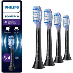 Rezerve Philips Sonicare Gum Care HX9054/88, pachet de 4 capete de periere, Standard, click-on, sincronizarea modurilor BrushSync, Negru