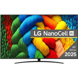Televizor LG NanoCell 86NANO81A3A, 218 cm, Smart, 4K Ultra HD, Clasa F (Model 2025)