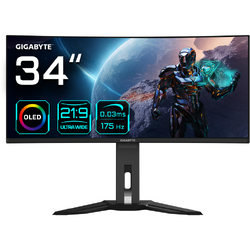 Monitor LED GIGABYTE MO34WQC Curbat 34 inch UWQHD QD-OLED 0.03 ms 175 Hz USB-C HDR