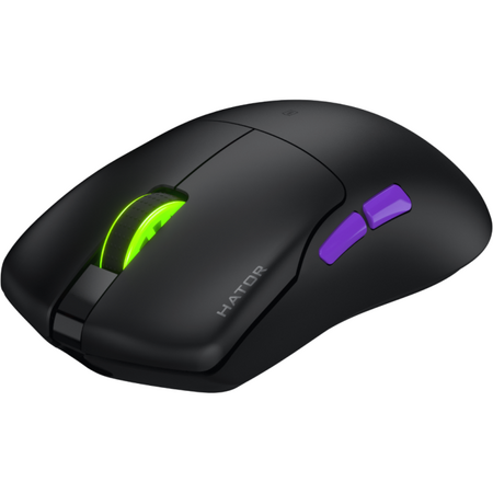 Mouse gaming wireless Hator Pulsar 3 ULTRA 8K+4K, 30K DPI, senzor Optical PixArt PAW 3950, switch HATOR Optical 100M, side switch Kailh 3M, negru
