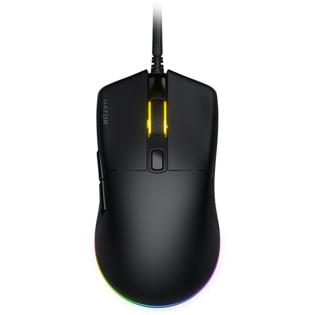 Mouse gaming cu fir Hator Pulsar 3, 12K DPI, conectivitate USB, senzor Optical PixArt PMW 3311, switch HATOR Optical 100M, iluminare RGB 16.8M culori, side switch Kailh 3M, negru