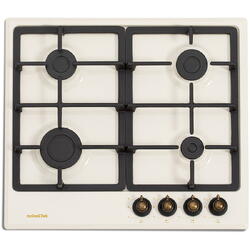 NobeLTek Plita incorporabila NHBG-9746RBJ, gaz, comenzi frontale, aprindere buton, gratre fonta, design rustic crem