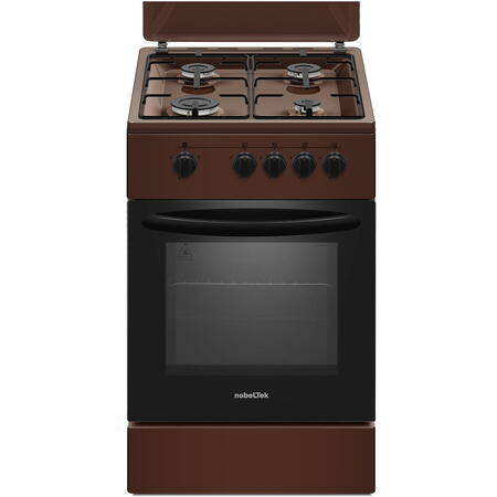 Aragaz NLT 5551M/G1, 50x50, plita gaz, cuptor gaz, siguranta plita si cuptor, echipat cu diuze GPL, diuze GN de schimb, capac tabla, maro