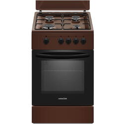 NobeLTek Aragaz NLT 5551M/G1, 50x50, plita gaz, cuptor gaz, siguranta plita si cuptor, echipat cu diuze GPL, diuze GN de schimb, capac tabla, maro