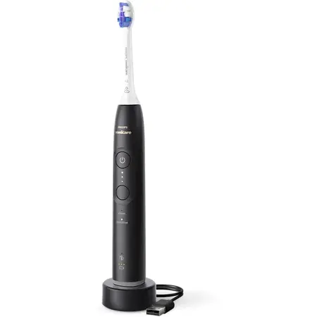 Periuta de dinti sonica reincarcabila HX7401/01, Tehnologie Sonicare de ultimă generatie, 2 moduri de periere, 3 intensitati, Senzor vizual de presiune, Negru