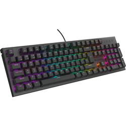 Tastatura gaming mecanica cu fir Genesis Thor 303, iluminare RGB, switch Tactile, switch model Outemu Brown, numar taste 104, 11 butoane multimedia, lungime cablu 1.8m, dimensiuni 442 x 136 x 36 mm, negru