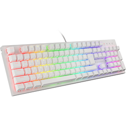Tastatura gaming mecanica cu fir Genesis Thor 303, iluminare RGB, switch Tactile, switch model Outemu Brown, numar taste 104, 11 butoane multimedia, lungime cablu 1.8m, dimensiuni 442 x 136 x 36 mm, alb