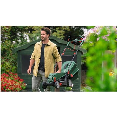 Masina de tuns gazon/iarba electrica Bosch UniversalRotak 37-550, putere 1400 W, latime taiere 37 cm, 5 trepte de taiere, inaltime taiere 25 - 70 mm, sac colector 40 l