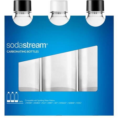 Set sticle Sodastream PET Bottle Universal, 3 x 1 L, Negru