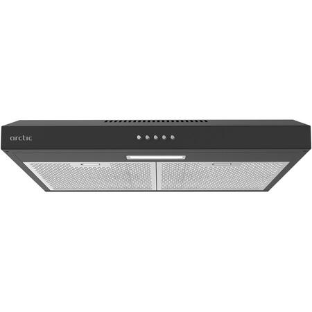 Hota traditionala Arctic AHS6122B, Putere de absorbtie 201 mc/h, Iluminare LED, 59.5 cm, Negru