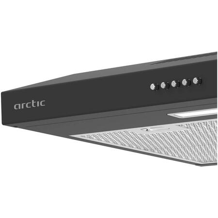 Hota traditionala Arctic AHS6122B, Putere de absorbtie 201 mc/h, Iluminare LED, 59.5 cm, Negru