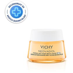 Crema de zi cu acid hialuronic Vichy Neovadiol Post-Menopause SPF 50 cu efect de fermitate si corectie pete pigmentare, 50 ml