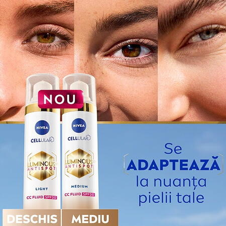 Crema-fluid NIVEA Luminous CC 3-in-1 cu SPF30, nuanța Light, 30ml