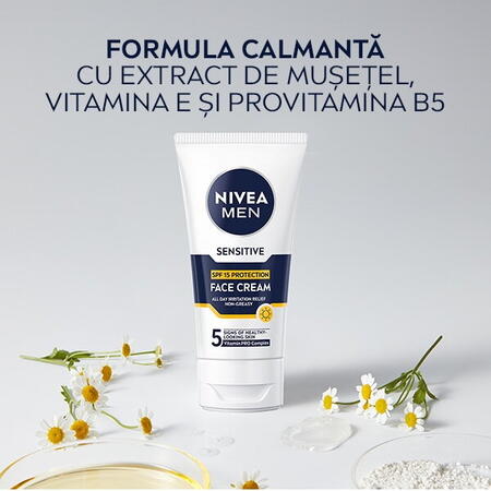 Crema de fata NIVEA Sensitive pentru ten sensibil cu SPF15, 75ml