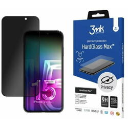 Folie de protectie 3mk HardGlass Max Privacy pentru iPhone 15 Pro Negru