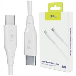 Cablu de date si incarcare Allity AUC-02 USB-C to USB-C 60W 2m Alb