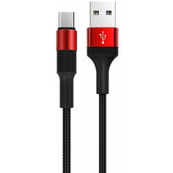 Cablu Date si Incarcare Borofone BX21 Outstanding USB la MicroUSB 1m 2.4A Negru Rosu