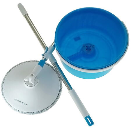 Set mop rotativ Esperanza Spin Mop EHS007 cu galeata si storcator rotire 360 grade Alb/Albastru