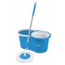 Set mop rotativ Esperanza Perfect Clean EHS005 cu galeata si storcator rotire 360 grade Alb/Albastru