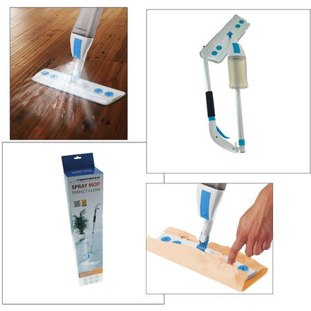 Mop cu spray Esperanza Perfect Clean 003 EHS003 126cm cap mobil microfibra rezervor 600ml Alb