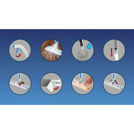 Mop cu spray Esperanza Perfect Clean 003 EHS003 126cm cap mobil microfibra rezervor 600ml Alb