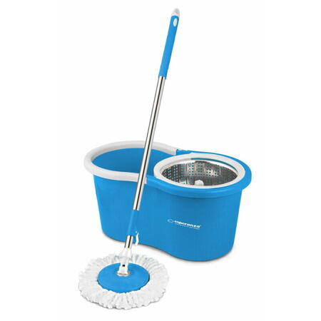 Set mop rotativ Esperanza Spin Mop EHS006 cu galeata si storcator rotire 360 grade Alb/Albastru