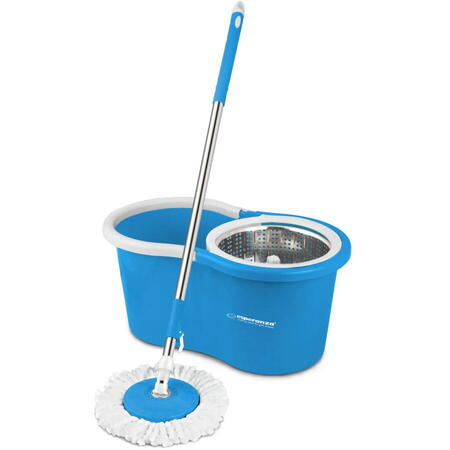 Set mop rotativ Esperanza Spin Mop EHS006 cu galeata si storcator rotire 360 grade Alb/Albastru