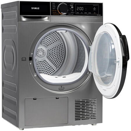 Uscator de rufe Samus SADP-836DS, 8 kg, Afisaj electronic, 15 programe, Clasa D, Gri inchis