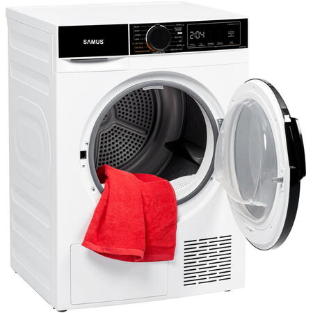 Uscator de rufe Samus SADP-835, 8 kg, Afisaj electronic, 15 programe, clasa D, Alb