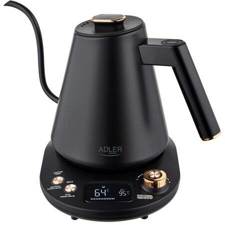 Cana electrica Adler AD 1349, 1100 W, 1L, 40-100 C, Mentinere caldura, Afisaj LED, Negru