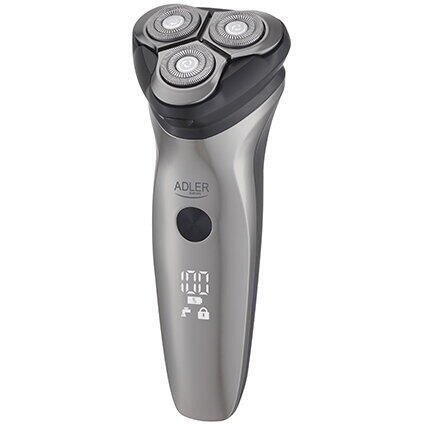 Aparat de ras electric Adler AD 2945, Autonomie 90 minute, Display LED, Trimmer barba, IPX7, Gri