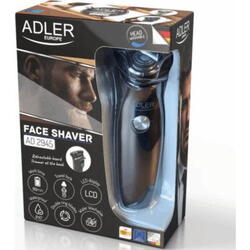 Aparat de ras electric Adler AD 2945, Autonomie 90 minute, Display LED, Trimmer barba, IPX7, Gri