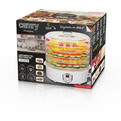 Adler Deshidrator de alimente Camry CR 6659, 240 W, Afisaj LCD, 5 tavi, Temporizator 1-70 ore, Alb