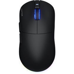 Mouse wireless Hator Quasar 3, 12K DPI, conectivitate 2.4GHz, bluetooth si USB, switch HATOR Optical 100M, side switch Huano 3M, iluminare RGB 16.8M, negru