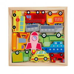 MomKi PUZZLE DIN LEMN CU MASINI, 12 PIESE
