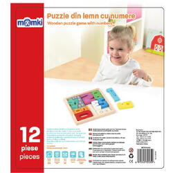 MomKi PUZZLE DIN LEMN CU NUMERE, 12 PIESE