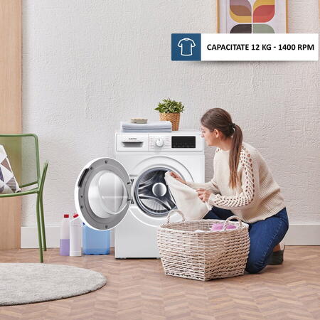 Masina de spalat rufe Albastros AWMI14125, 12 kg, 1400 rpm, Clasa A, 16 programe, Display LED, Motor Inverter, Alb