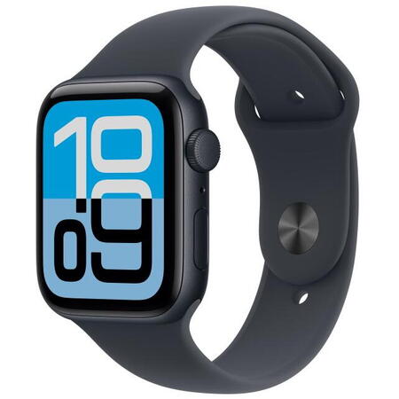 Apple Watch SE (2025), GPS, Carcasa Midnight Aluminium 44mm, Midnight Sport Band - M/L