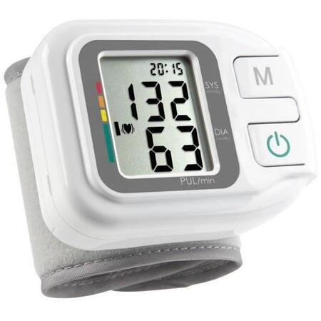 Tensiometru de incheietura HGH 51430, 60 memorii, Husa , Alb/Gri